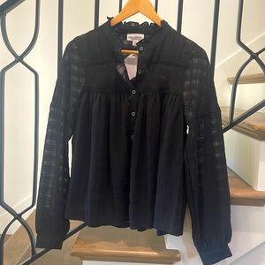 NWT Allison NY Black small long sleeve blouse